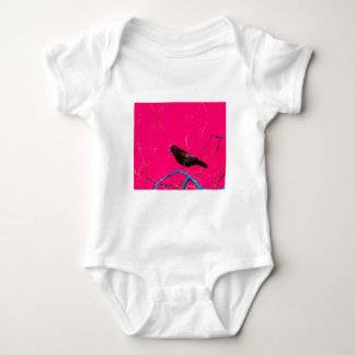 Hot Pink Raven Crow Black Bird Baby Strampler