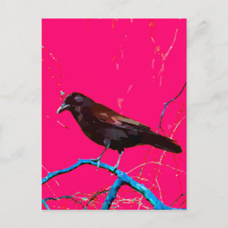 Hot Pink Raven Crow Postkarte