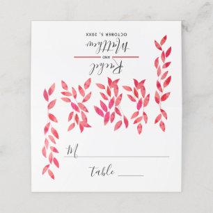 Hot-Pink-Reben und Foliage-Hochzeit Platzkarte