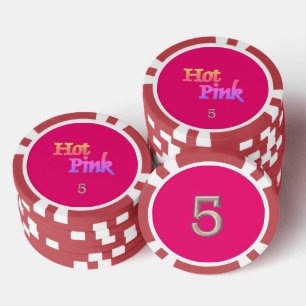 Hot Pink Red 5 Strip Poker Chip
