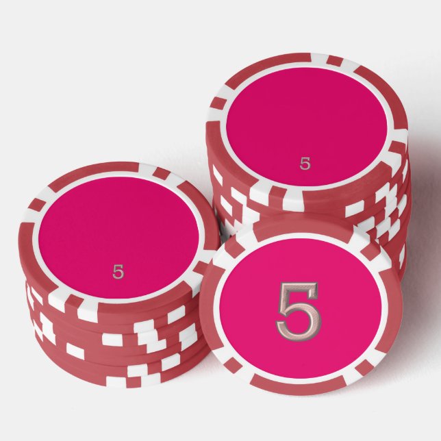 Hot Pink Red 5 Strip Poker Chip (Stapel)