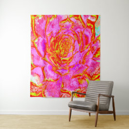 Hot Pink, Red and Yellow Succulent Sedum Rosette Wandteppich
