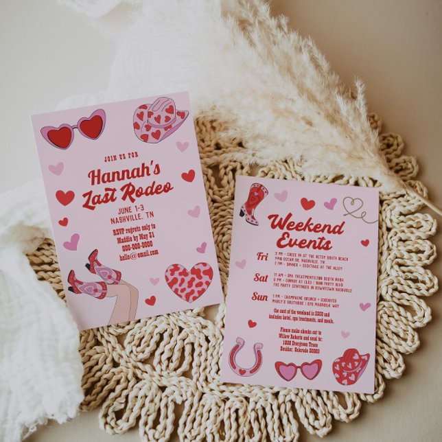 Hot Pink Red Last Rodeo Bachelorette Einladung (Von Creator hochgeladen)