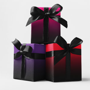 Hot Pink Red Royal Lila und Black Ombre Mix Geschenkpapier Set