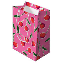 Hot Pink Retro Berry Cherry Geburtstagsgeschenktas