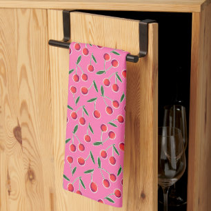 Hot Pink Retro Berry Cherry Pop Art Geschirrtuch