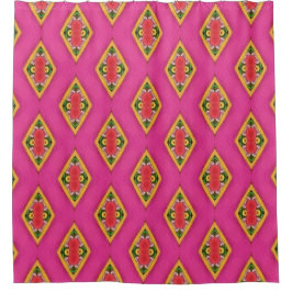 Hot Pink Retro Diamond Shower Curtain Duschvorhang