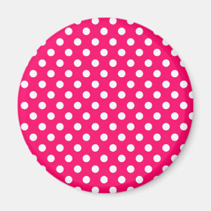 Hot Pink Retro Polka Dots Muster Magnet