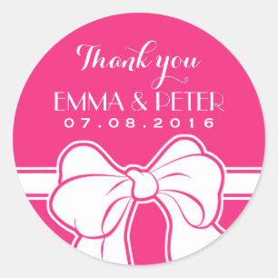 Hot Pink Ribbon Bow Hochzeit Danke Sticker