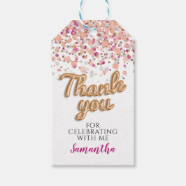 Hot Pink Rose Gold Confetti Gift Tags Geschenkanhänger