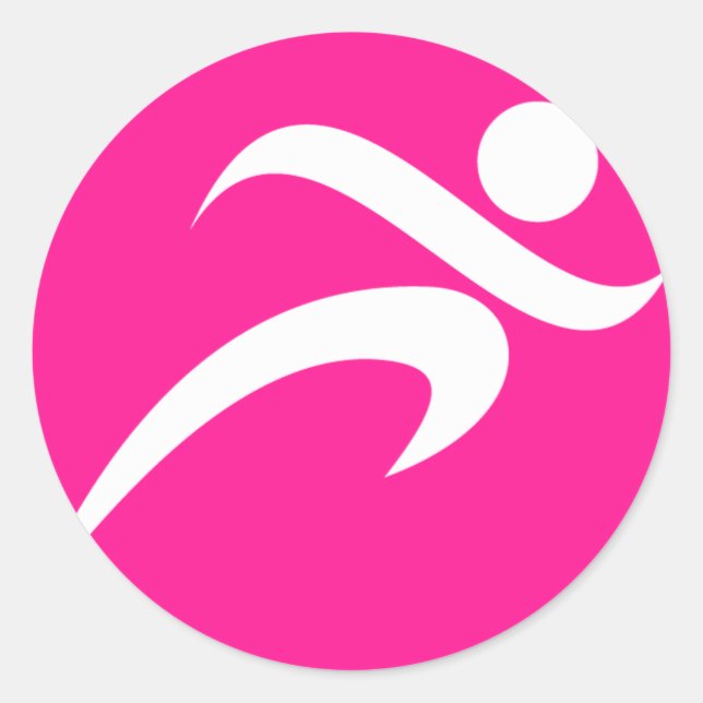 Hot Pink Running; Runner Runder Aufkleber (Vorderseite)