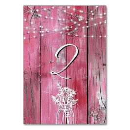 Hot Pink Rustic Holz String Lights Mason Jar Tischnummer