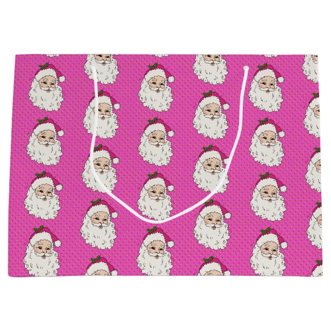 Hot Pink Santa Große Geschenktüte (Vorderseite)