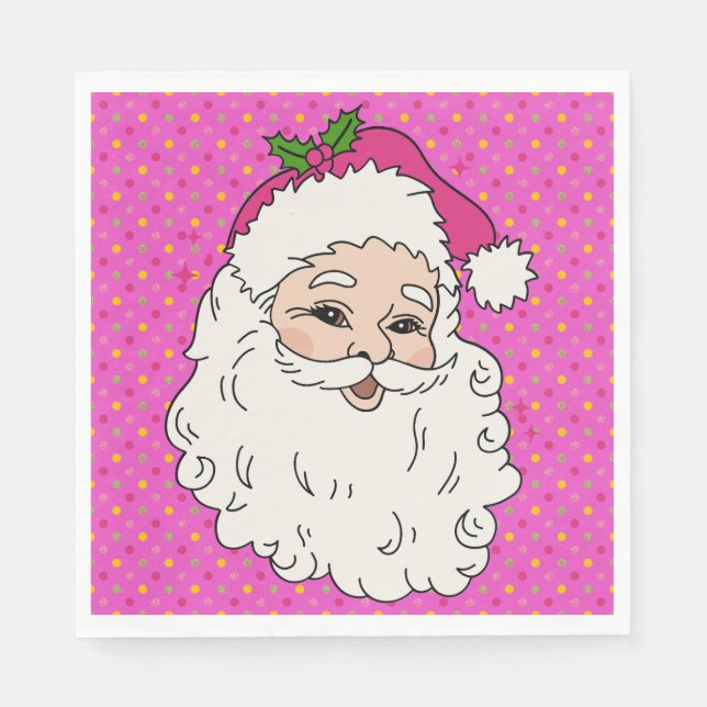 Hot Pink Santa Serviette (Vorderseite)