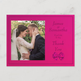 Hot Pink Satin Bow - Danke Postkarte