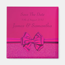 Hot Pink Satin Bow - Save the Date Magnet