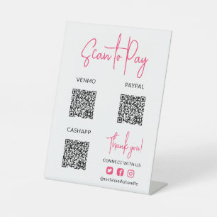 Hot-Pink-Scan zur Bezahlung von QR-Codes Social Me Sockelschild