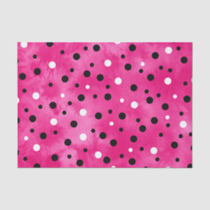 Hot Pink Schwarz und Weiß Wasserfarbe Polka Punkte Seidenpapier