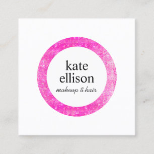 Hot Pink Sequin Kosmetologe Beauty Salon White Quadratische Visitenkarte