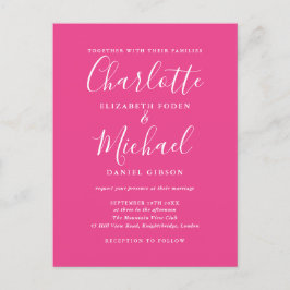 Hot Pink Signature Script Hochzeit Einladungspostkarte