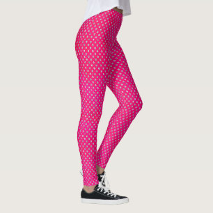 Hot Pink & Silver Glitzer Polka Dots Leggings