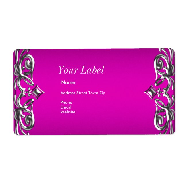 Hot Pink Silver Label-Adresse (Vorne)