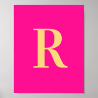 Hot Pink Simple Monogram