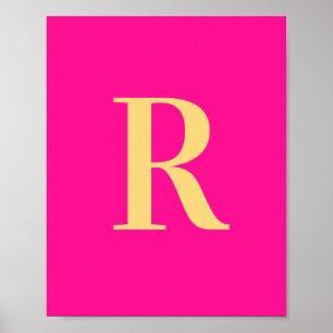 Hot Pink Simple Monogram Poster