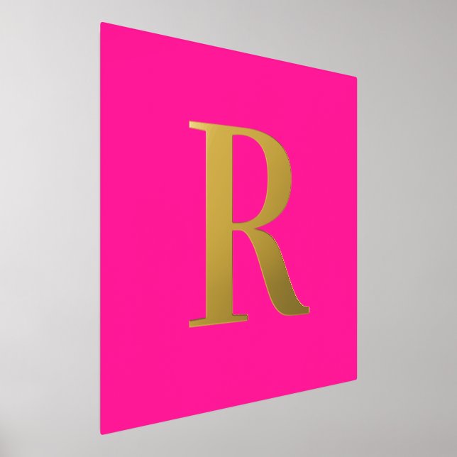 Hot Pink Simple Monogram Real Gold Foliendrucke (Ablage )