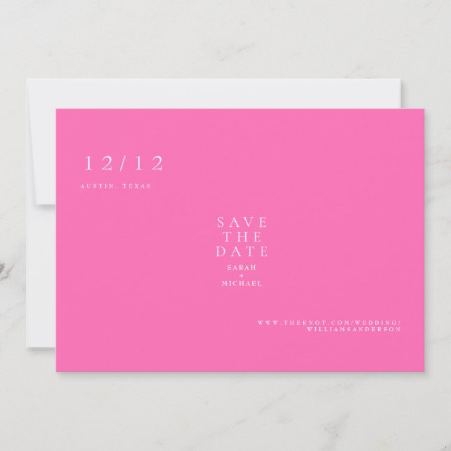 Hot Pink Simple Text Nur Hochzeitsdatum speichern Save The Date (Vorderseite)