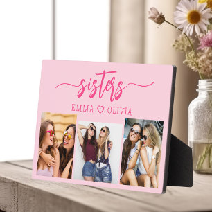 Hot Pink Sisters 3 Foto Collage Keepake Geschenk Fotoplatte