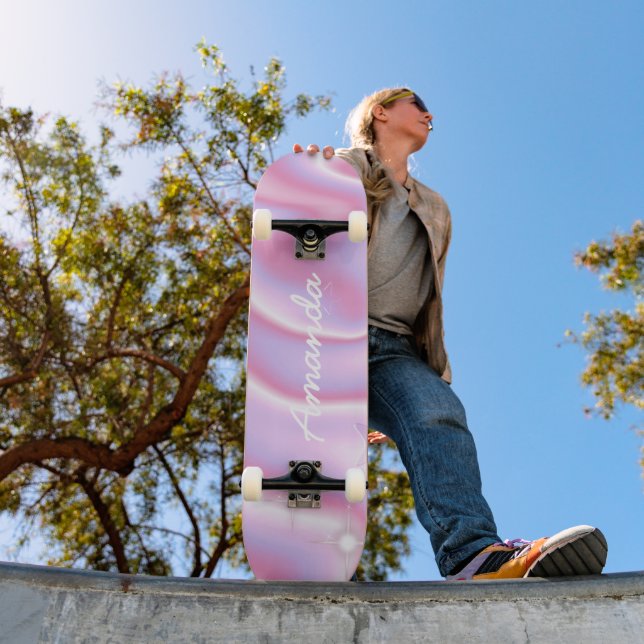 Hot Pink Skateboard Retro-Trend gürtlich (Außen 1)