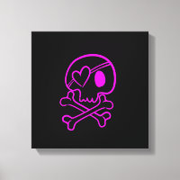 Hot Pink Skull und Crossbones auf Schwarz
