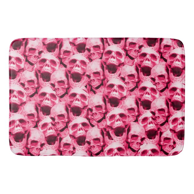 Hot Pink Skulls Badematte (Vorderseite)