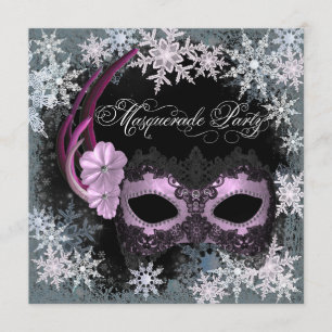 Hot Pink Snowflake Masquera Party Einladungen