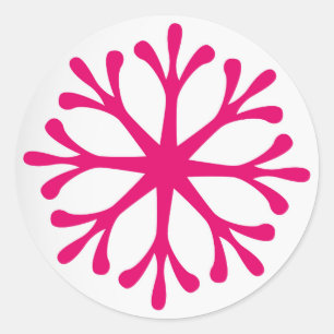 Hot Pink Snowflake Urlaubstafeln/Aufkleber Runder Aufkleber