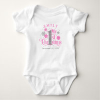 Hot Pink Snowflakes Baby Girl 1. Weihnachten