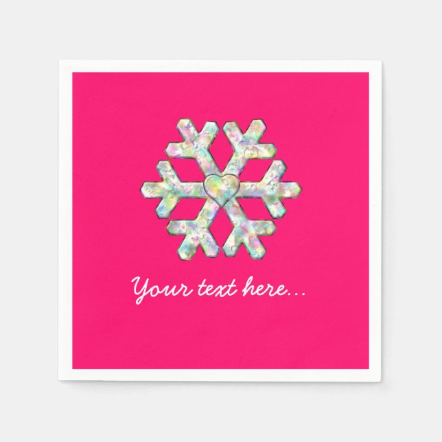 Hot Pink Snowflakes Pink Weihnachten Serviette (Vorderseite)