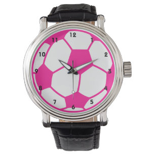 Hot Pink Soccer Ball Armbanduhr