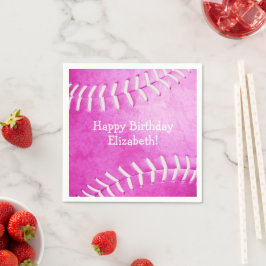 Hot-Pink-Softball-Mädchen Sport Geburtstagsparty Serviette