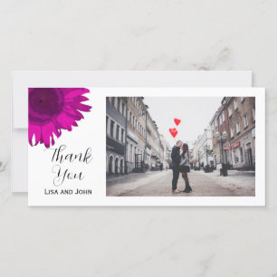 Hot Pink Sonnenblume Vielen Dank Fotokarte Dankeskarte