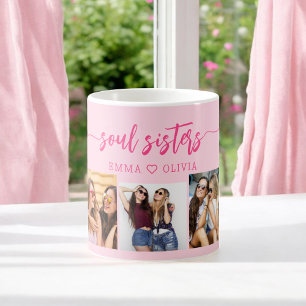 Hot Pink Soul Sisters 3 Foto Collage Keepake Kaffeetasse