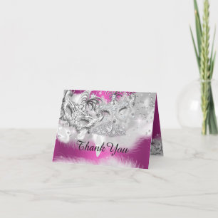 Hot Pink Sparkle Masquerade Danke Karte