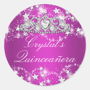 Hot Pink Sparkle Tiara & Stars Sticker