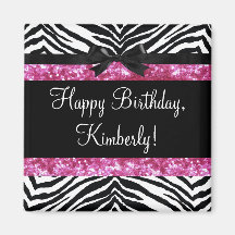 Hot Pink Sparkle Zebra Girly Girl