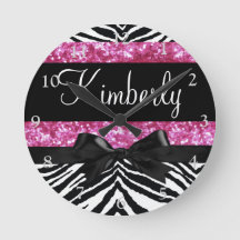 Hot Pink Sparkle Zebra Girly Girl