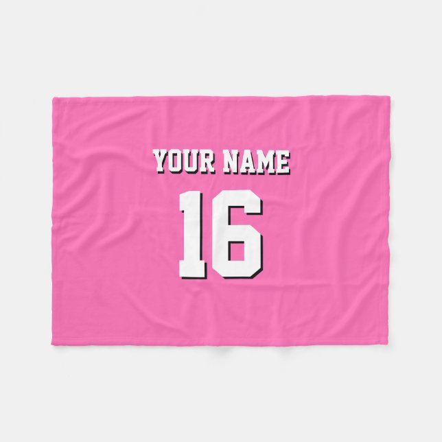 Hot Pink Sporty Team Jersey Fleecedecke (Vorderseite (Horizontal))