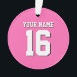 Hot Pink Sporty Team Jersey Ornament<br><div class="desc">Hot Pink Team Jersey / Sports Jersey / Football Jersey Anpassen Sie dies mit Ihrem eigenen Namen oder Teamname und einer Nummer. Sie können die Größe, Farbe und Platzierung des Textes ändern, wenn Sie Änderungen vornehmen müssen, den Text-Schatten entfernen, Text und / oder Bilder Ihrer eigenen, um ein einzigartiges Design...</div>