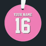 Hot Pink Sporty Team Jersey Ornament<br><div class="desc">Hot Pink Team Jersey / Sports Jersey / Football Jersey Anpassen Sie dies mit Ihrem eigenen Namen oder Teamname und einer Nummer. Sie können die Größe, Farbe und Platzierung des Textes ändern, wenn Sie Änderungen vornehmen müssen, den Text-Schatten entfernen, Text und / oder Bilder Ihrer eigenen, um ein einzigartiges Design...</div>