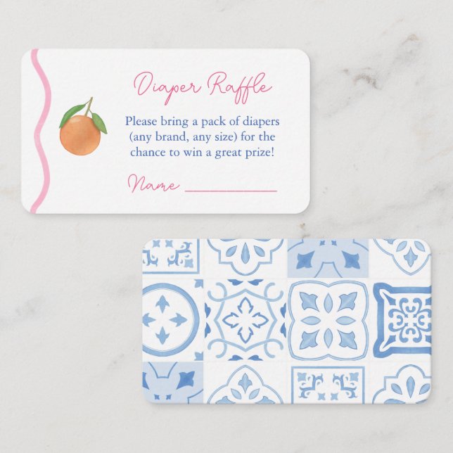 Hot Pink Squiggle Citrus Baby Dusche Windelwanne Begleitkarte (Vorne/Hinten)